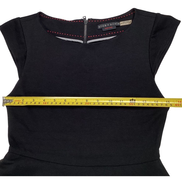 Alice Olivia Black Peplum Sheath Dress Cap Sleeve Cocktail Party Women Size 6 - Picture 6 of 8